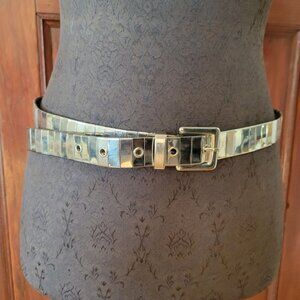 Vintage Silver Metal Belt With Buckle 40"